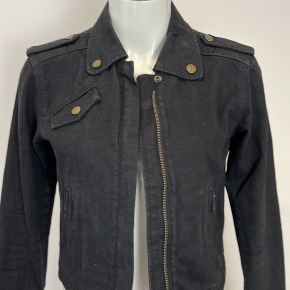 Current Elliott The Zip Moto Jacket Ebony Black Size 1 Small Current/Elliott - Picture 2 of 11